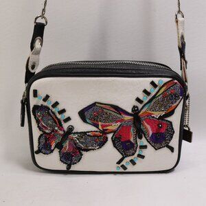 Mary Frances Crossbody Handbag Multicolor Bead Butterfly Camera Bag Chain Strap